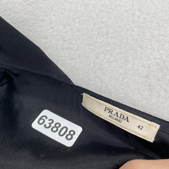 PRADA MILANO Dress 42 S Silk Blend Sheath Sleeveless Career Workwear Black - Picture 15 of 15